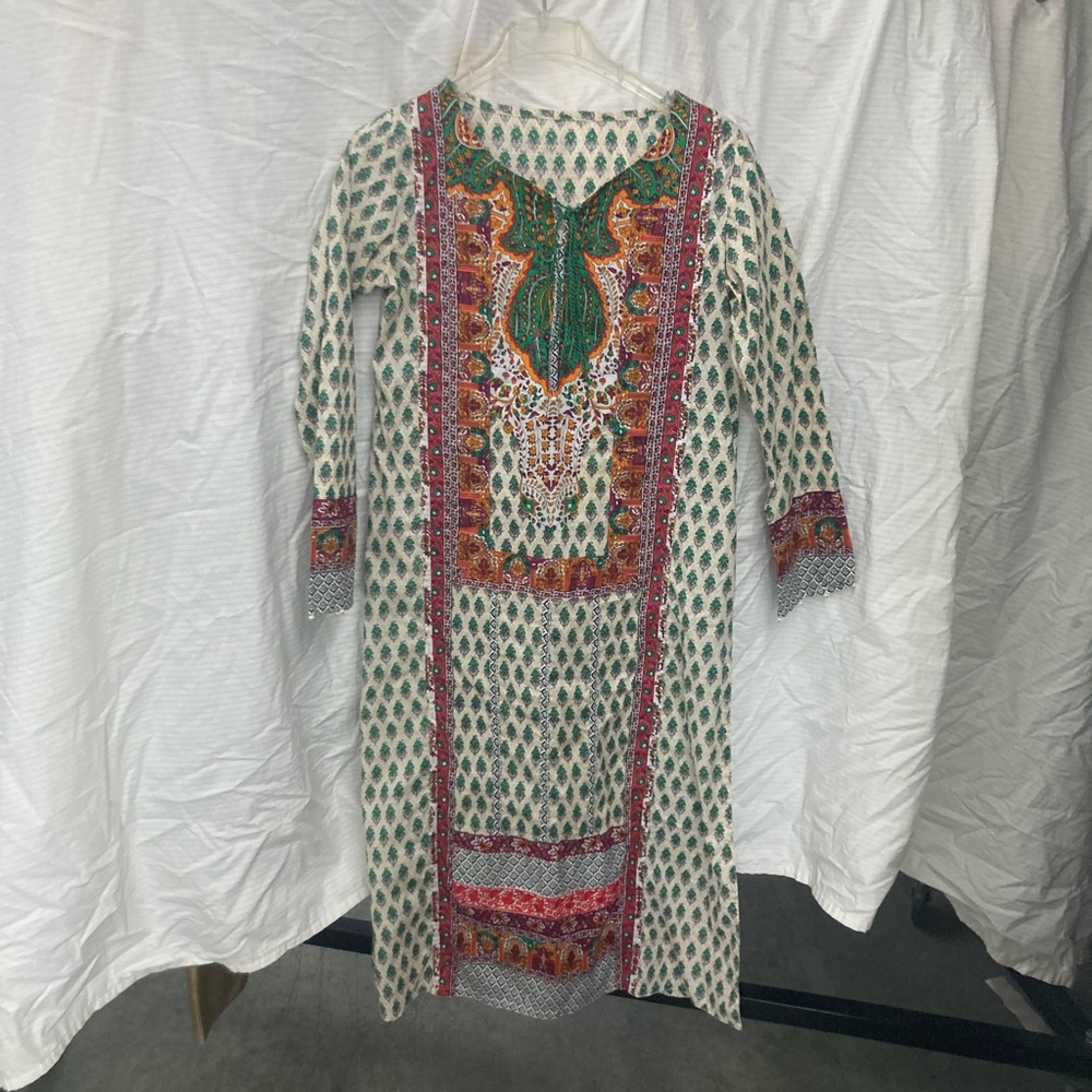 Chic Green and Red Mini Dress100%cotton dress